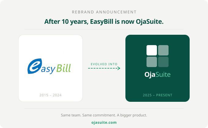 EasyBill is now OjaSuite — rebrand announcement