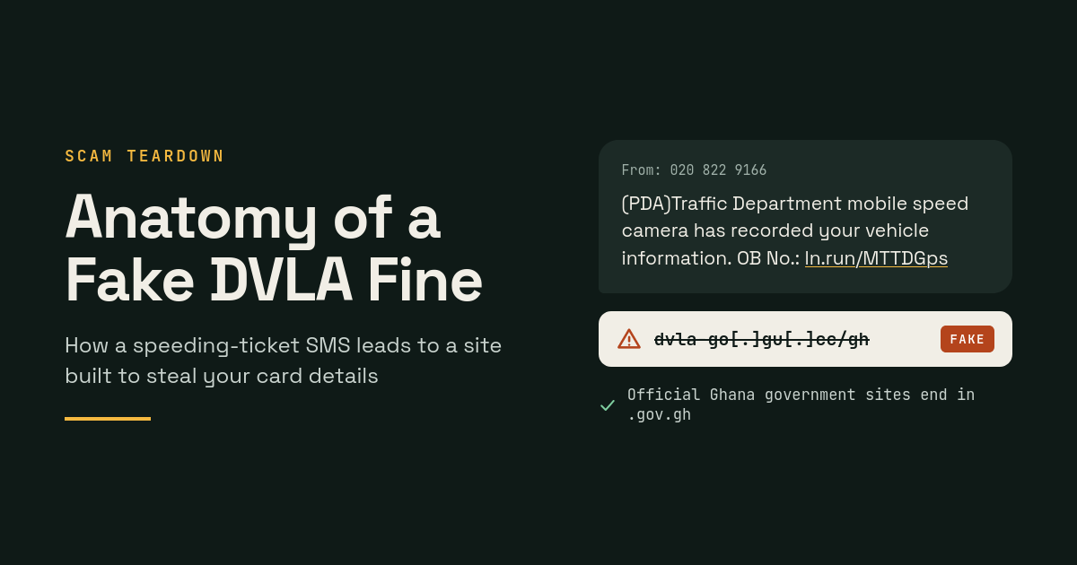 Fake DVLA speeding-fine SMS leads to a card-stealing website